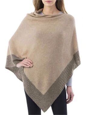 Celeste Wool/Cashmere Blend Poncho in Wheat/Mink Colourway One Size
